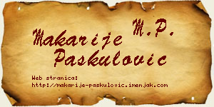 Makarije Paskulović vizit kartica